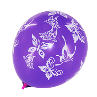 Ballon en latex de 12 pouces, couleur rouge, motif papillon et fleur, impression intégrale, vente en gros