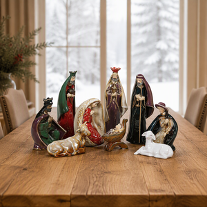 Decorazione Natalizia per la Casa, Statuetta della Sacra Famiglia, Set Presepe in Resina Colorata - Product Image 5