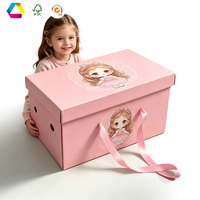 Boîtes cadeaux personnalisées extra larges à deux pièces avec couvercle et base, emballage en carton rigide épais décoré d'un nœud pour poupée géante en peluche et jouet d'anniversaire