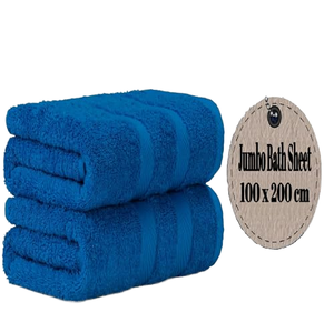 LoomTrove Pack 2 Extra Large <b>Jumbo</b> Bath Sheets 100x200cm 100% Egyptian Combed Cotton Quick Dry Super Soft Hotel Quality <b>Towels</b> - Product Image 1