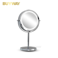 1X 5X Đôi Hai Mặt Vòng Tròn Mặc Quần Áo Đứng Mỹ Phẩm Magnifying Vòng Ánh Sáng Led Standup Bảng Gương