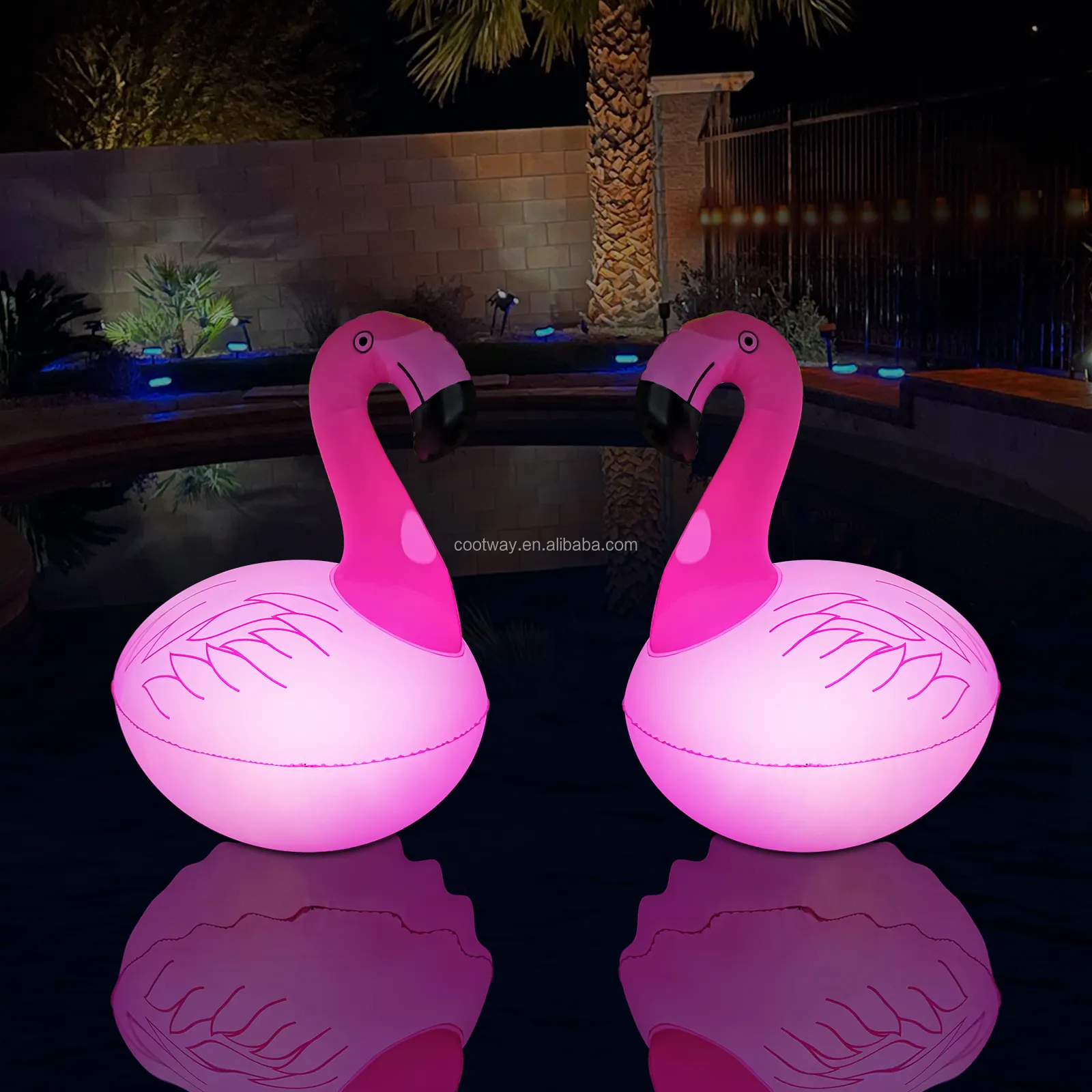 2023 New Summer Fun Inflatable Floating Flamingo Solar Pool Lighting Kids Toy Swimming Pool Lights LED