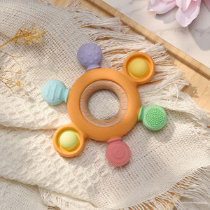 Juguetes de dentición divertidos sin BPA personalizados, anillo masticable de silicona suave de grado alimenticio para recién nacidos, juguetes de silicona para el sol para bebés, mordedor - Product Image 5