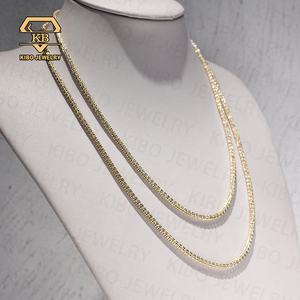 Heiß begehrte Ice Chain 3,4mm Roségold und Weißgold Zweifarbige Silber 925 Hip-Hop Halskette Mond Ice Chain mit Diamanten - Product Image 3