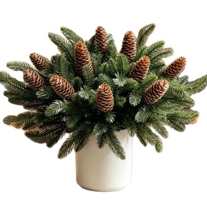 Branche de pin artificielle de Noël avec baies rouges et cônes de pin pour décorations de fêtes - Product Image 3