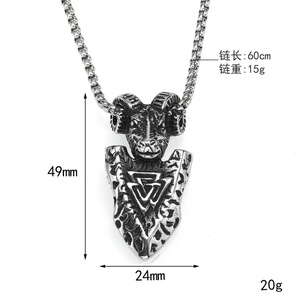Mens WaterProof Stainless Steel Ram Head Pendant <b>Necklace</b> Viking <b>Celtic</b> Biker Gothic Box Chain Gold Silver Black Hypoallergenic - Product Image 2