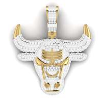 Pendentif Tête de Taureau Micro-Pavé en Moissanite Certifiée GRA, Bijoux Bling Hip-Hop pour Femme en Argent 925, Prix Abordable
