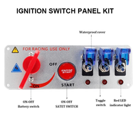 Interrupteur d'allumage 5 en 1, 12V, avec panneau LED, bouton poussoir marche/arrêt pour le démarrage du moteur, pour voiture de course