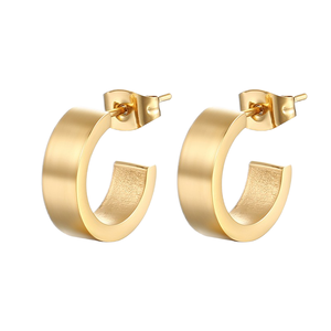 Boucles d'oreilles créoles plaquées or en alliage, style classique unisexe, bijoux de mode - Product Image 1