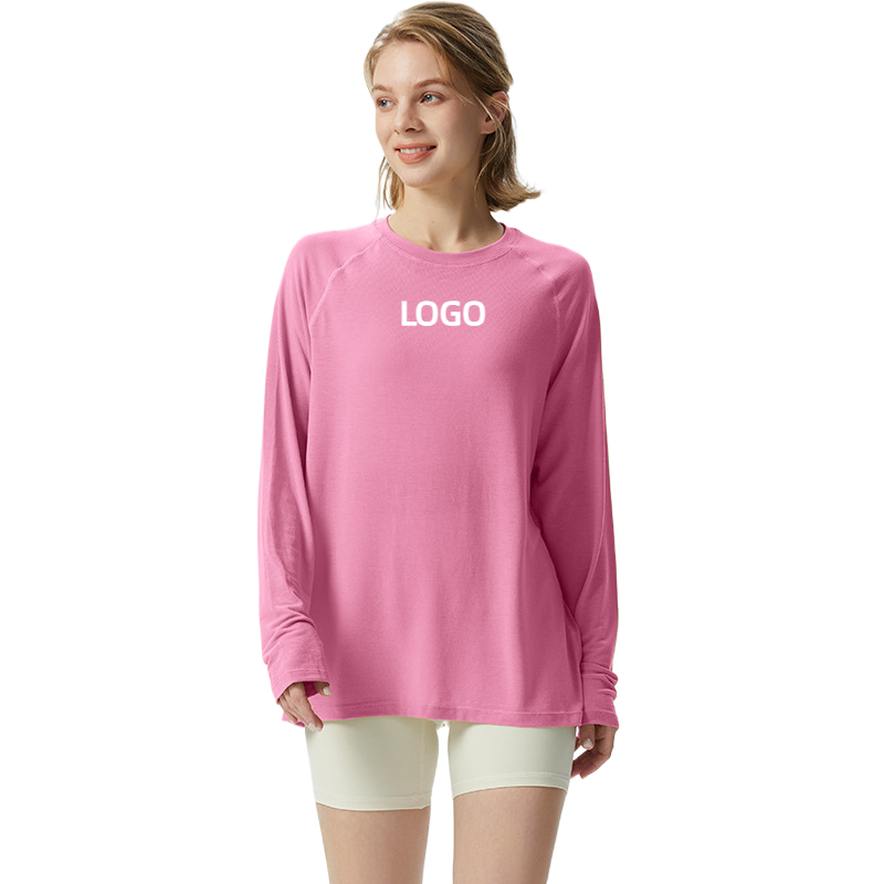 Custom Loose Spandex Dry Fit Basic Super Soft Breathable Front Sports Yoga Top Long Sleeve Gym t Shirt for Women