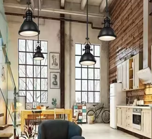 Zeal Lighting Nordic Modern Hot Sale LED E26 Base de bombilla Hierro Negro Single Vintage Lámpara colgante - Product Image 2