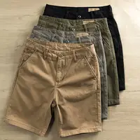 Masheng 2021 Vintage cachi Cargo pantaloncini Casual sopra il ginocchio pantaloni di alta qualità del cotone degli uomini pantaloncini estivi per gli uomini