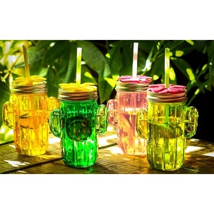 Cây Xương Rồng Hình Dạng Kính <span class=keywords><strong>Sipper</strong></span> Ice Uống Lạnh <span class=keywords><strong>Mason</strong></span> <span class=keywords><strong>Jar</strong></span> Với Kim Loại Có Nắp Đậy Và Ống Hút - Product Image 6