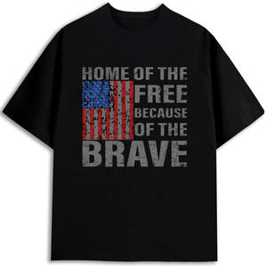 Camiseta para hombre Home of the Free Because of the Brave, 180 gramos, 100% algodón, manga corta, ecológica, estampada en serigrafía - Product Image 1