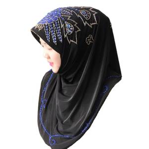 New design phoenix-patterned <b>large</b> peony Muslim beaded headscarf, easy to wear, simple headscarf and <b>scarf</b> - Product Image 1