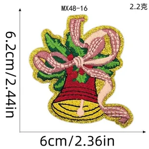 Décoration de Noël pour arbre de Noël, petit badge thermocollant, patchs brodés à paillettes, applique pour vêtements - Product Image 5