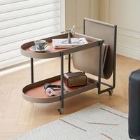 Table d'appoint de luxe industrielle haut de gamme en acier convertible, table basse mobile pour salon, console de rangement multi-niveaux