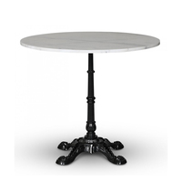 Table de restaurant moderne en marbre, ronde, avec base en fonte à colonne unique, vente en gros