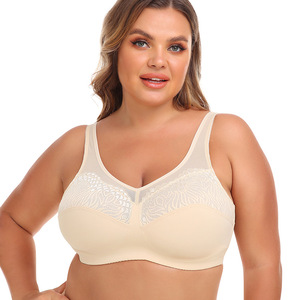 Cover completa sottile in seta di ghiaccio senza fili reggiseno taglie forti con pizzo E ricami, coppa grande per <span class=keywords><strong>donne</strong></span> con <span class=keywords><strong>seno</strong></span> grande, S- 6XL per E Cup - Product Image 1