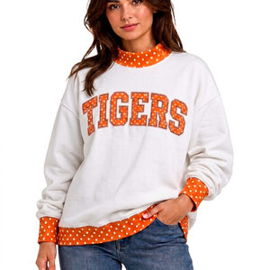 Sudadera Oversize de Cuello Alto para Mujer, de Forro Polar y Tejido de Algodón, Térmica, con Tacto Sedoso, Dobladillo Ancho y Manga Bispo, Estilo Contemporáneo - Product Image 1