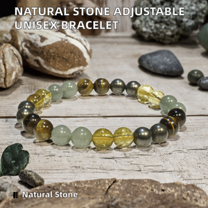 Pulsera de Piedras Naturales con Cuentas, Cordón Ajustable, Brazalete Unisex de Piedras Preciosas, Joyería de Regalo - Product Image 2