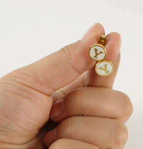 <strong>Earrings</strong> <strong>Men</strong> 26 Initial Letter Shell <strong>Stud</strong> 18K Gold Stainless Steel Women Stainless Steel Fashion Jewelry <strong>Earrings</strong> for Gift - Product Image 6