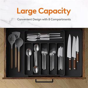 Expandable Utensil Tray Rectangular Standing Type Storage Organizer For Kitchen Drawer 800g Solid Color - Product Image 4