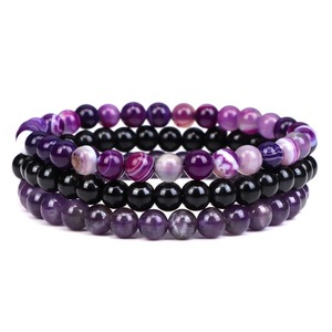 Nouveauté 3 pièces/ensemble 4 6 8MM pierre naturelle Yoga Bracelet en perles pour hommes ami cadeau bijoux à breloques Bracelet empilable multicouche - Product Image 4