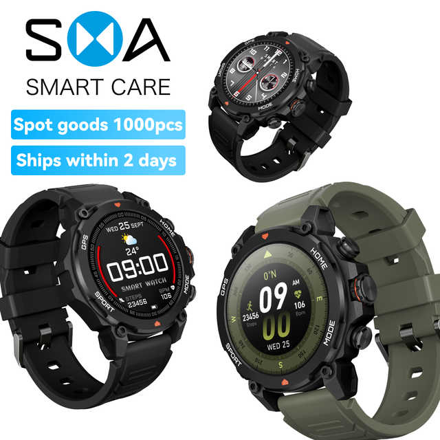 SMA G6 Active 2 Sport Smart Watch Fitness Tracker for Android and IPhone, 44mm, 15 Day Battery, Water Resistant, GPS Maps