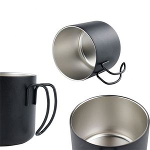 Taza de Café Doble de Acero Inoxidable para Exteriores con Tapa y Asa de Madera - Product Image 3