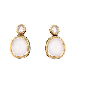 Pendientes de Estilo Étnico Contemporáneo, con Cristales de Imitación, Aspecto de Piedra Lisa, Diseño Duradero para Mujer, Joyería para Fiestas - Product Image 1