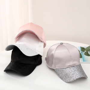 Fashionable <b>Baseball</b> <b>Cap</b> Satin Cotton Women's Outdoor Sun Hat Shade Protection Pink White Black Gray - Product Image 1