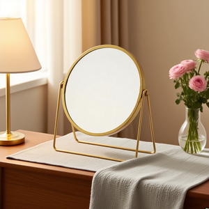 Cổ điển vàng đứng kim loại đứng hai mặt xoay 3x5x Độ phóng đại cá nhân sắt nghệ thuật trang trí cho mỹ phẩm gương - Product Image 5