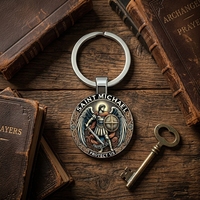 Llavero Metálico Impreso al por Mayor, Novedad 2026, Llavero Religioso Católico de Protección, Anillo para Llaves con Patrón Personalizado, Recuerdo, Regalo