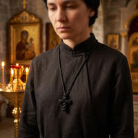 Collier Croix Noeuds Chotki Komboskini Orthodoxe Religieux Unisexe Fait Main Personnalisé en Corde Noire et Bleue pour Prière Chrétienne