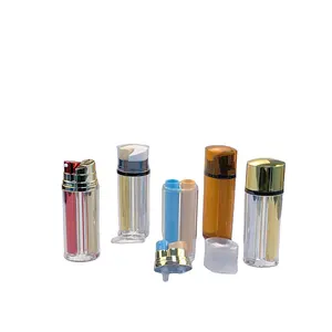 Lüks kozmetik kapları metalize altın 15ml * 2 çift odacıklı akrilik havasız pompalı şişe cilt bakımı için