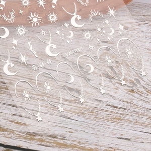 Gold Angel Wing Nails Stickers Mental Sun Moon Star Lock decalcomanie Charms per unghie cursori adesivi 3D accessori per decorazioni primaverili - Product Image 4