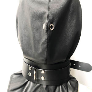 หน้ากากทาสหนัง SM แบบเต็มหน้าหน้ากากมีรูจมูกคอพันธนาการผู้ใหญ่เซ็กซ์ทอย - Product Image 6
