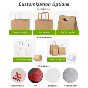 Custom Disposable Eco Friendly <b>Biodegradable</b> Recyclable Kraft <b>Paper</b> Bags Twisted Handle Printing Logo Brown Food Takeaway - Product Image 3
