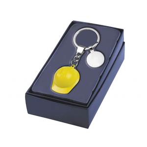 Porte-clés en forme de pièce de monnaie en silicone et métal jaune D.30 pour hôtels - Product Image 2