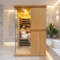 Ruang Sauna Inframerah Jauh Kayu Solid Dalam Ruangan dengan Panel Kontrol Komputer, Terapi Uap dan Cahaya Merah Modern untuk Manfaat Kesehatan