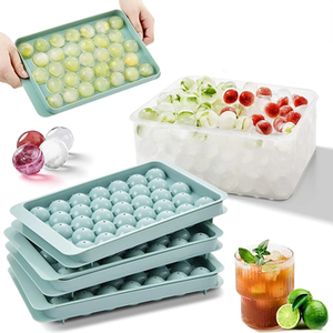 Syw674 Top Seller Bpa Free Plastic Mini Round Ball <b>Maker</b> Mold Cube Tray With Lid and Bin Ice Scoop - Product Image 2