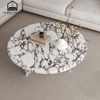 Meubles minimalistes italiens Table basse en marbre Calacata Violet ronde de luxe sur mesure en pierre de luxe