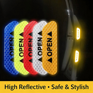 4 pegatinas reflectantes de seguridad para puertas de coche, anticolisión, calcomanías de advertencia para puertas de coche - Product Image 2