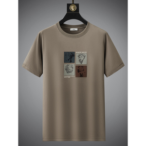Rinfrescante e traspirante~<span class=keywords><strong>T</strong></span>-shirt a maniche corte in seta ghiaccio per uomo, vestibilità slim per l'estate, stampa di alta qualità, casual, girocollo. - Product Image 2