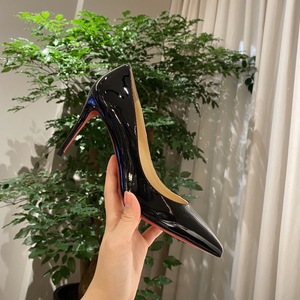 Scarpe con tacco alto nere <span class=keywords><strong>sexy</strong></span> con suola rossa e punta affusolata, splendide scarpe singole da donna eleganti in pelle verniciata con tacco sottile - Product Image 3