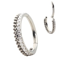 Aksesori cincin laris ASTM F136 Titanium berengsel CZ Pave Cincin segmen sisi poles tinggi cincin hidung Clicker perhiasan anting tindik