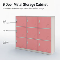 Vente en gros de meubles Jslocker personnalisés OEM armoire scolaire en métal à 9 compartiments pour portes armoire de rangement en acier pour le personnel à 9 portes
