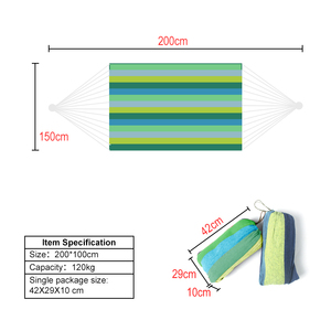 पोर्टेबल आउटडोर झूला रंगीन धारियों कपास कपड़े कैनवास झूला Hamac - Product Image 2
