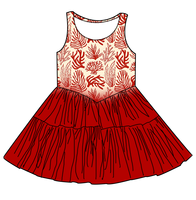 Robe d'été pour enfants, robe à volants sans manches à fleurs vertes, robe évasée pour filles, robe douce et confortable pour tous les jours